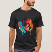 Black Queen Afro Melanin Tropfen Kunst Lover Ameri T-Shirt (Vorderseite)