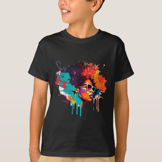 Black Queen Afro Melanin Tropfen Kunst Lover Ameri T-Shirt (Vorderseite)