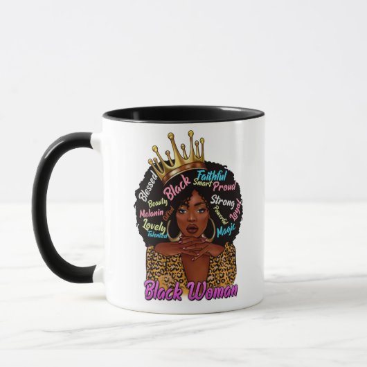 Black Queen Afro Woman Tasse (Links)