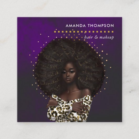 Black Queen Beauty Fashion Square Business Card Quadratische Visitenkarte (Vorderseite)
