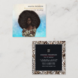 Black Queen Beauty Fashion Square Business Card Quadratische Visitenkarte