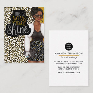 Black Queen Beauty Fashion Square Business Card Visitenkarte