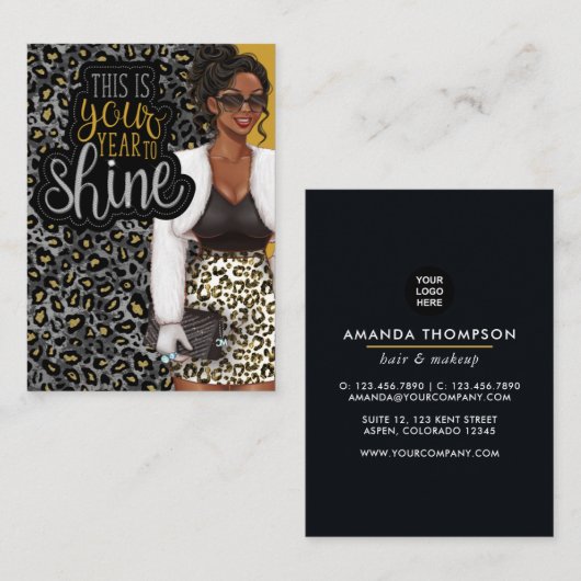 Black Queen Beauty Fashion Square Business Card Visitenkarte (Vorne/Hinten)
