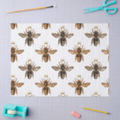 Black Queen Bees on White Decoupage Seidenpapier (Basteln)