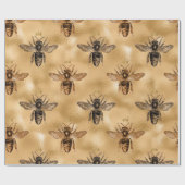 Black Queen Bienen auf Gold Geschenkpapier (Flach)