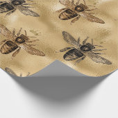 Black Queen Bienen auf Gold Geschenkpapier (Ecke)