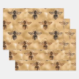 Black Queen Bienen auf Gold Geschenkpapier Set