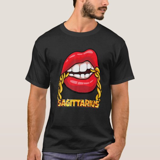 Black Queen Birthday Red Lips Chain Sagittario Zo T-Shirt (Vorderseite)