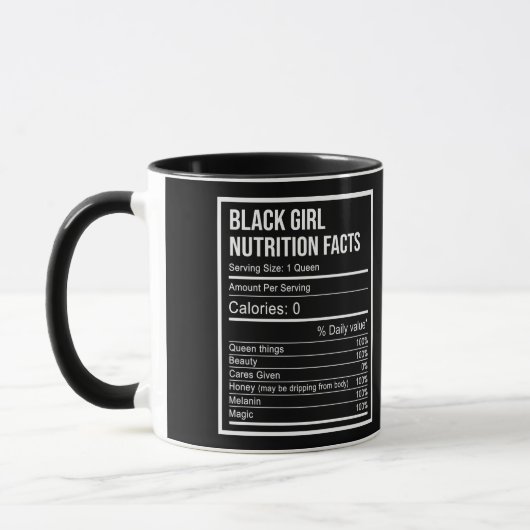 Black Queen Black Girls Nutrition Facts Friends Tasse (Links)