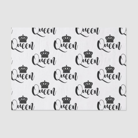 Black Queen Black & White Script Typ Partys Seidenpapier (Vorderseite)