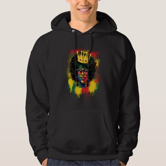 Black Queen Dripping BHM Pride Afro American Woman Hoodie (Vorderseite)