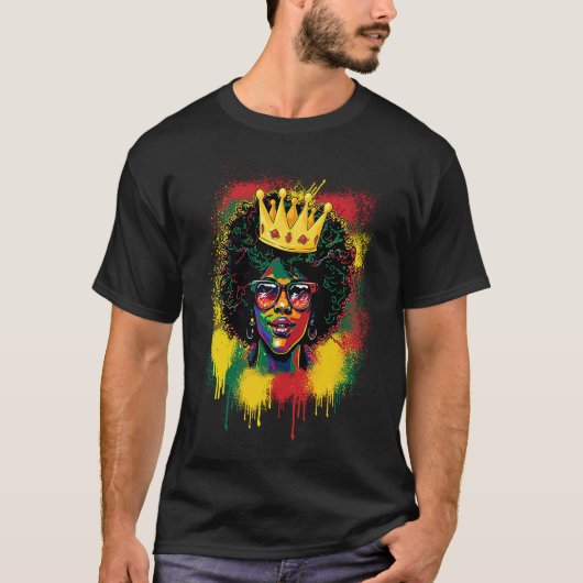 Black Queen Dripping BHM Pride Afro American Woman T-Shirt (Vorderseite)