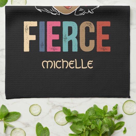 Black Queen | Fierce | Schwarze Frau Geschirrtuch (Gefaltet)