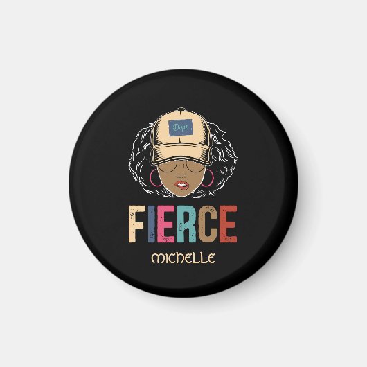 Black Queen | Fierce | Schwarze Frau Magnet (Vorne)