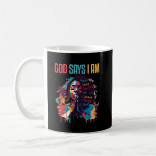 Black Queen God sagt "Bin ich Black Melanin Histor Kaffeetasse