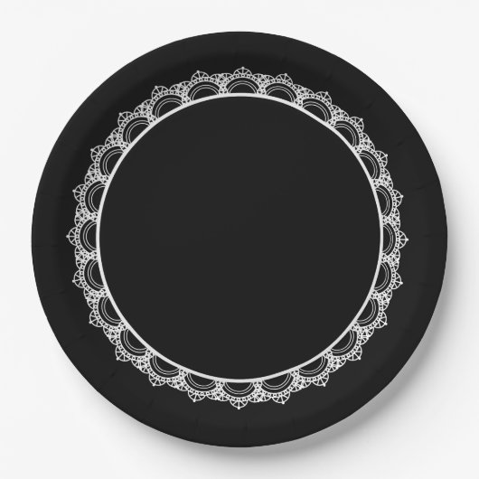 Black Queen Lace Boarder Paper Plate Pappteller (Vorderseite)