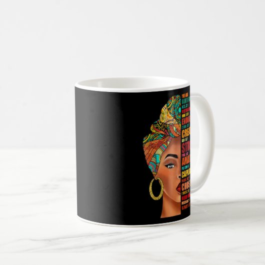 Black Queen Lady Curly Natural Afro African Americ Kaffeetasse (VorderseiteRechts)