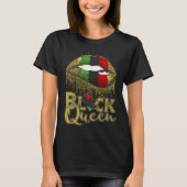Black Queen Lips Red Green African American Flag T-Shirt (Vorderseite)