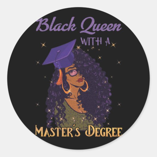 Black Queen Masters Degree Abschluss Runder Aufkleber (Vorderseite)