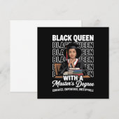 Black Queen Masters Degree Graduation Educated  Einladung (Vorne/Hinten)