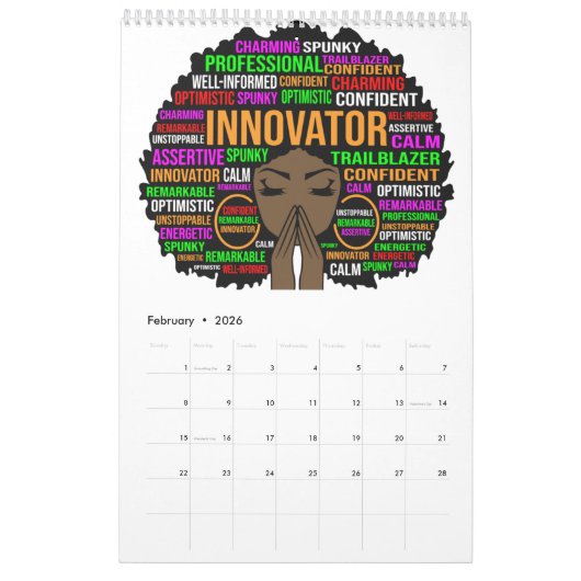 Black Queen Melanin Brown Skin Sista Magie Kalender (Feb 2026)