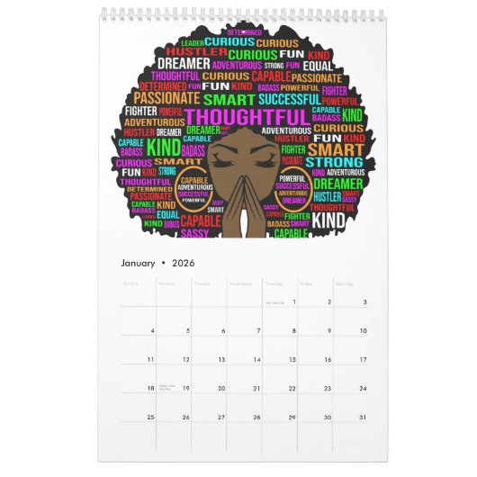 Black Queen Melanin Brown Skin Sista Magie Kalender (Jan 2026)