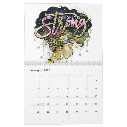 Black Queen Melanin Brown Skin Sista Magie Kalender (Jan 2026)