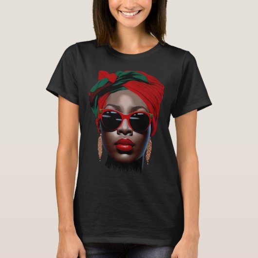 Black Queen Melanin Earrings Lips Cute Black Histo T-Shirt (Vorderseite)