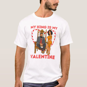 Black Queen Melanin King Valentine's Day Männer Fr T-Shirt