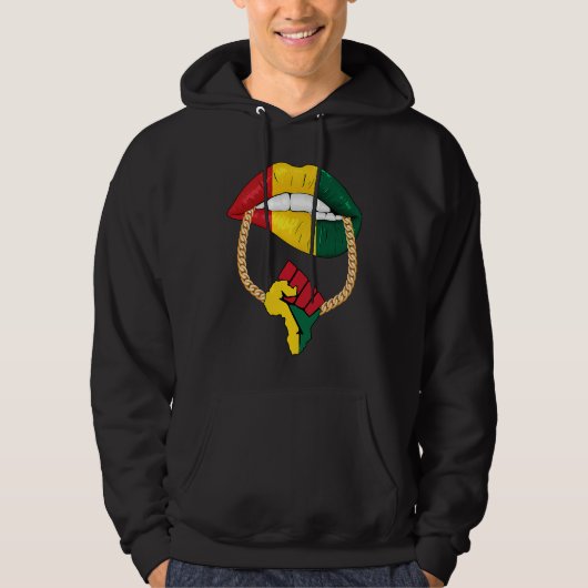 Black Queen Melanin Lips Africa Flag Pride BHM Bla Hoodie (Vorderseite)