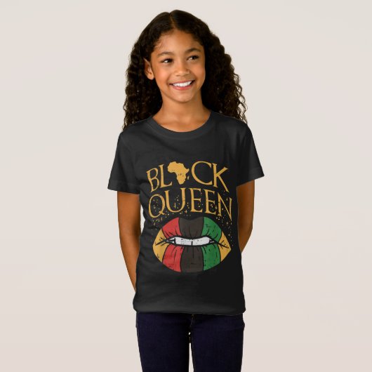 Black Queen Melanin Lips Africa Prix History BLM T-Shirt (Vorne ganz)