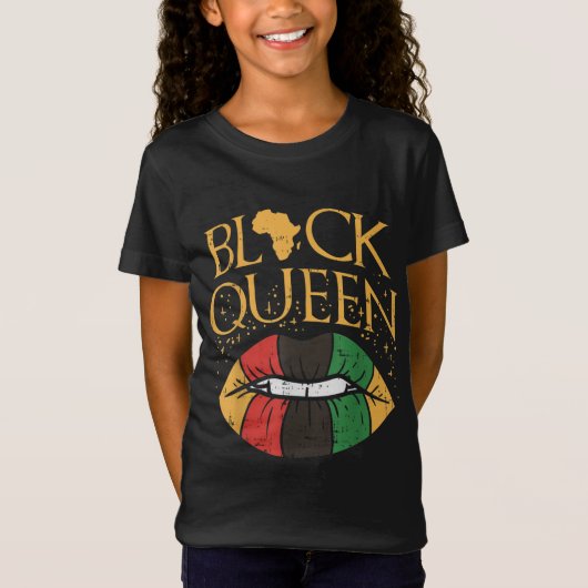 Black Queen Melanin Lips Africa Prix History BLM T-Shirt (Vorderseite)