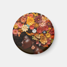 Black Queen Melanin Women 3D Blume Afro Magnet