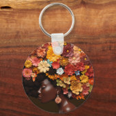 Black Queen Melanin Women 3D Blume Afro Schlüsselanhänger (Rückseite)