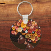 Black Queen Melanin Women 3D Blume Afro Schlüsselanhänger (Vorderseite)