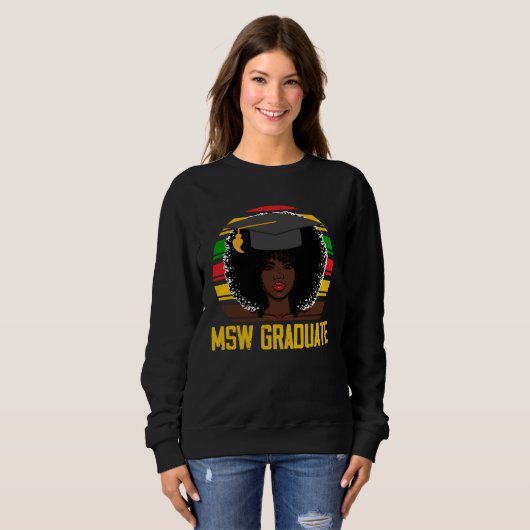 Black Queen MSW Social Work Retro Afro Masters Gra Sweatshirt (Vorne ganz)