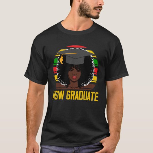 Black Queen MSW Social Work Retro Afro Masters Gra T-Shirt (Vorderseite)