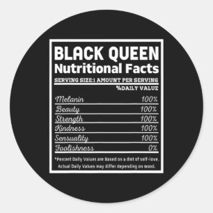 Black Queen Nutrition Fakten Stolz Schwarze Geschi Runder Aufkleber