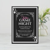 Black Queen of Diamonds Ladys Game Night Einladung (Stehend Vorderseite)