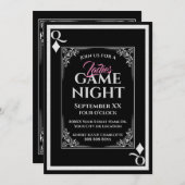 Black Queen of Diamonds Ladys Game Night Einladung (Vorne/Hinten)