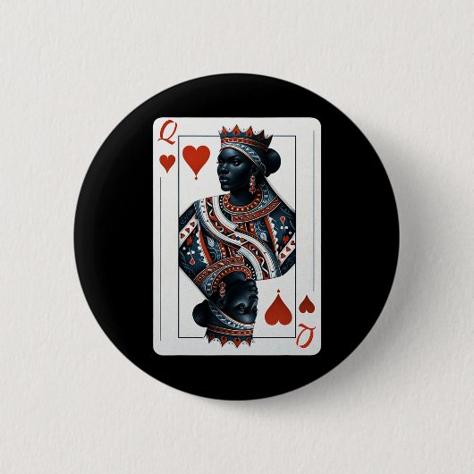 Black Queen of Hearcard Deck Game Stolz Black W Button (Vorderseite)