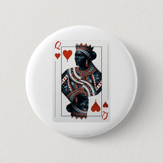 Black Queen of Hearcard Deck Game Stolz Black W Button (Vorderseite)
