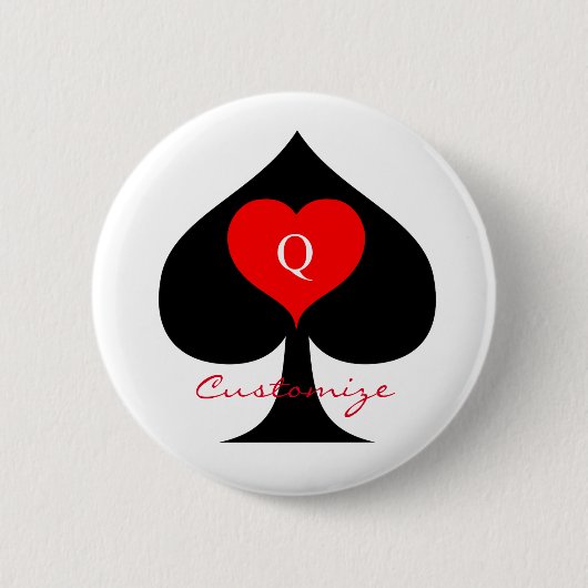 Black Queen of Spades Red Heart Thunder_Cove Button (Vorderseite)