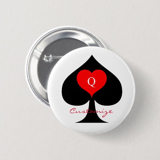 Black Queen of Spades Red Heart Thunder_Cove Button (Vorne & Hinten)