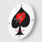 Black Queen of Spades Red Heart Thunder_Cove Große Wanduhr (Winkel)