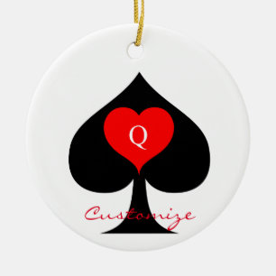 Black Queen of Spades Red Heart Thunder_Cove Keramik Ornament