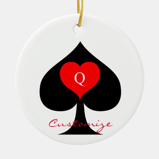 Black Queen of Spades Red Heart Thunder_Cove Keramik Ornament (Vorne)