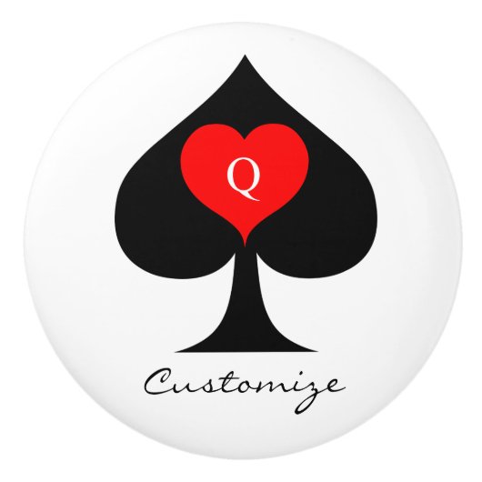 Black Queen of Spades Red Heart Thunder_Cove Keramikknauf (Vorderseite)