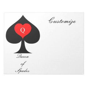 Black Queen of Spades Red Heart Thunder_Cove Notizblock