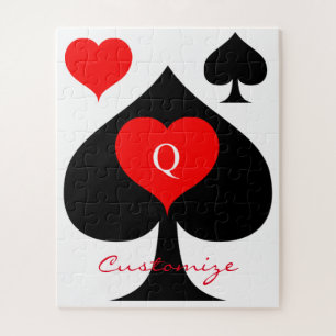 Black Queen of Spades Red Heart Thunder_Cove Puzzle